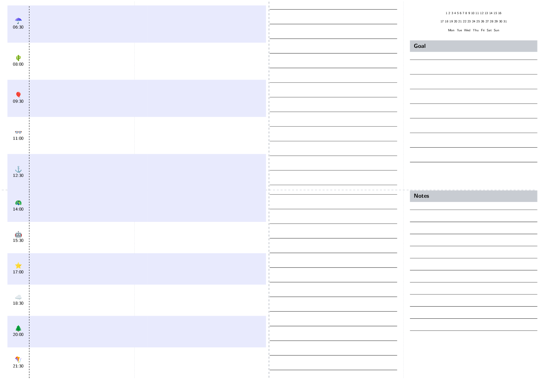 Solo Day Plan (foldable)